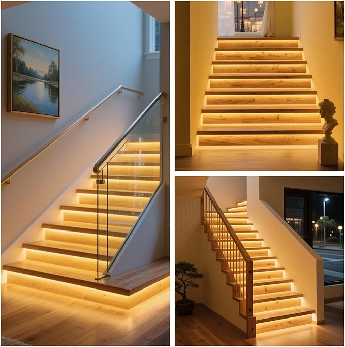 Intelligent 22-Step Motion Sensor Stair Light for Indoor, 40 inches Long Cuttable Motion Lights for Stairs (22 Stairs,3000K)