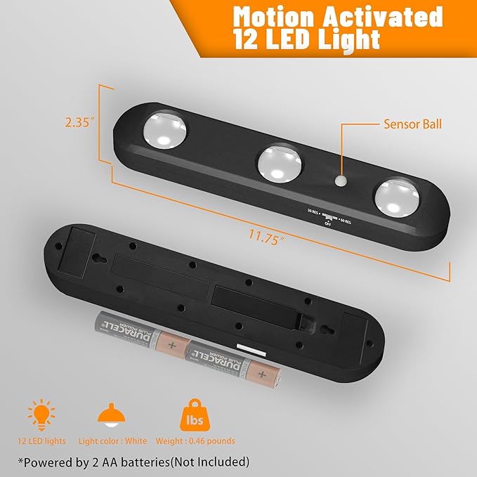 MIND&ACTION Gun Safe Lights,Motion Activated LED Light for Gun Safe Gun Cabinet, Ultra Bright Rotatable LED Lens for Directional Lighting Battery Powered(Black 3pack)