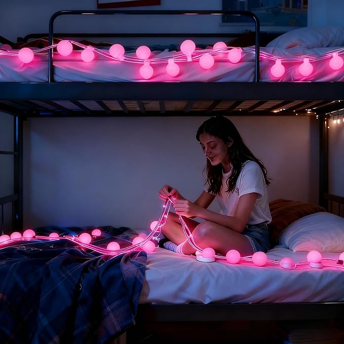 Mothers Day Decorations Lights USB Plug in 38ft 100LED 8 Mode Remote Timer Mini Globe Fairy String Lights Gifts for Mom Women Girl Mother Bedroom Indoor Dorm Happy Valentines Mother's Day Decor, Pink