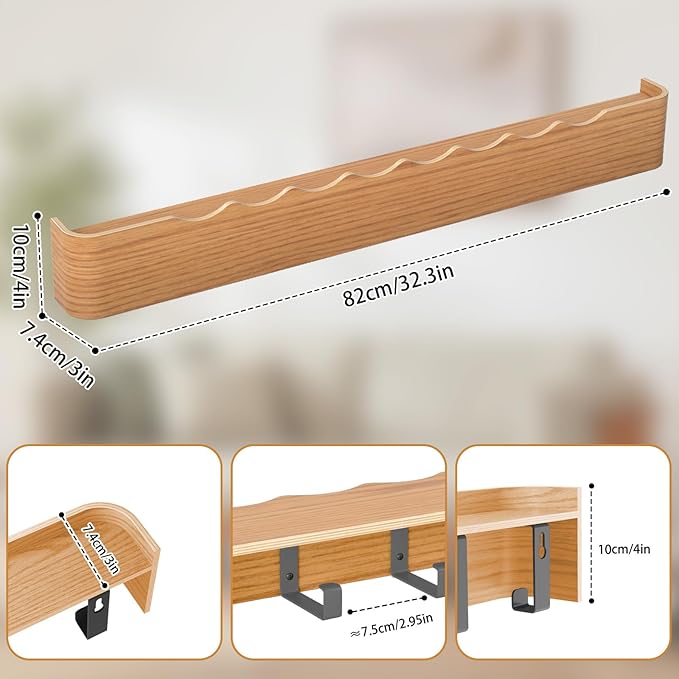 Coat Rack Wall Mount Entryway Organizer Modern Key Holder Wall Mount with Wooden Shelf Entryway Hooks for Bedroom Kitchen Hallway Bathroom for Hanging Coats Hats Dog Leashes Bags Towels