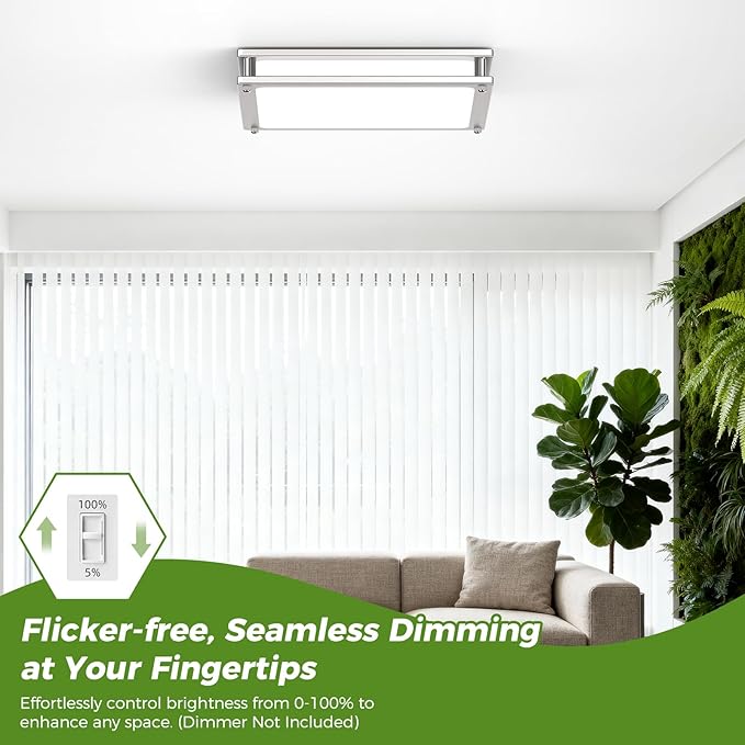 13 Inch Dimmable Square LED Ceiling Lights, 2-Pack 36W Brushed Nickel Flush Mount Light Fixtures, 3200LM Super Bright 2700K-6500K Adjustable Modern Ceiling Lamps for Bedroom Kitchen Bathroom Hallway