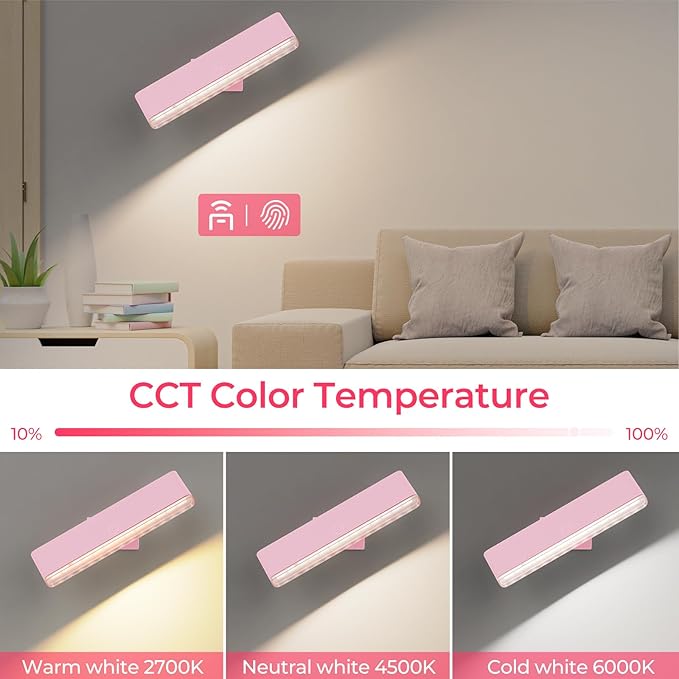 Wireless Vanity Light for Mirror - 4000mAh Rechargeable Stick On Makeup Light with CCT Modes & Dimmable Brightness, Cordless Lamp for Mirror, Vanity, Bathroom, Renter Friendly Gifts for Women