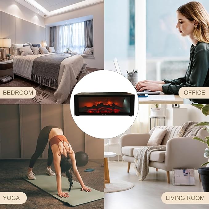 Humidifiers for Bedroom, 150ML Fireplace Essential Oil Diffuser, Aromatherapy Diffuser, with 7-Color Mood Light, Quiet Raindrop Cool Mist Air Humidifier for Bedroom, Office, Nursery, Plants- White