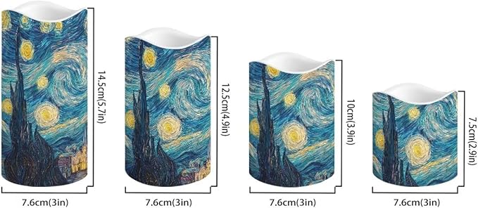 Starry Night Plastic Flameless Candles with Remote Control and Timer LED Flickering Battery Electric Pillar Candles for Table Decoration