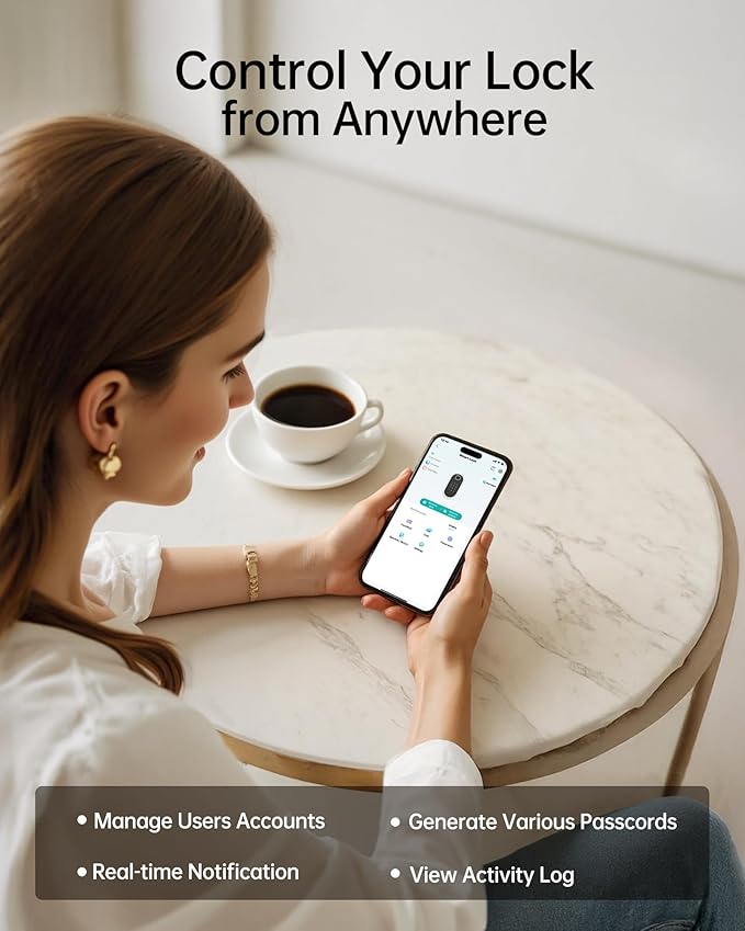 WiFi Smart Lock for Front Door – Firstriver Keyless Entry Electronic Deadbolt with Biometric Fingerprint & Digital Keypad Built-in Wi-Fi App Control Auto Lock Compatible with Alexa & Google Assistant