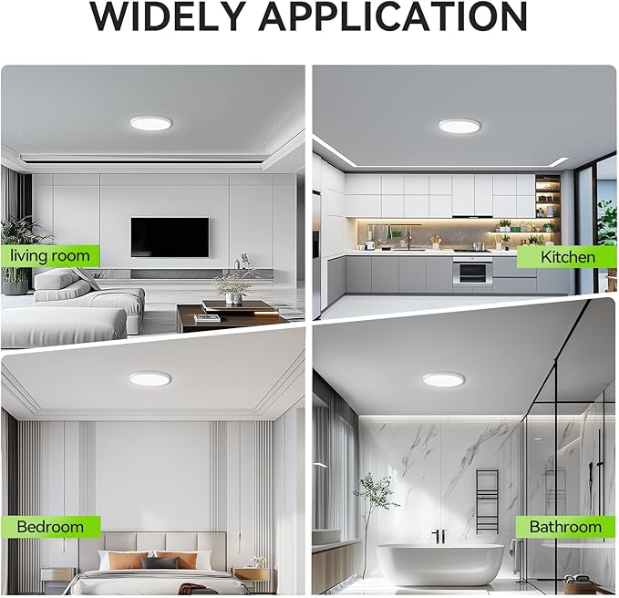 MODERN 12-Pack Super Thin 9inch 2800lm Flush Mount LED Ceiling Light White, 5000K Daylight, Undimmable Ceiling Light Surface Mount for Bedroom, Living Room, Dining Room, Garage, Office