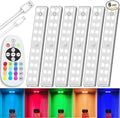 Under Cabinet Lighting Wireless Rechargeable Battery Operated LED Closet Lights Dimmable Under Counter Lights Bar with Remote, RGB Changing Perfect for Kitchen Bedroom Stairs, 6 Packs