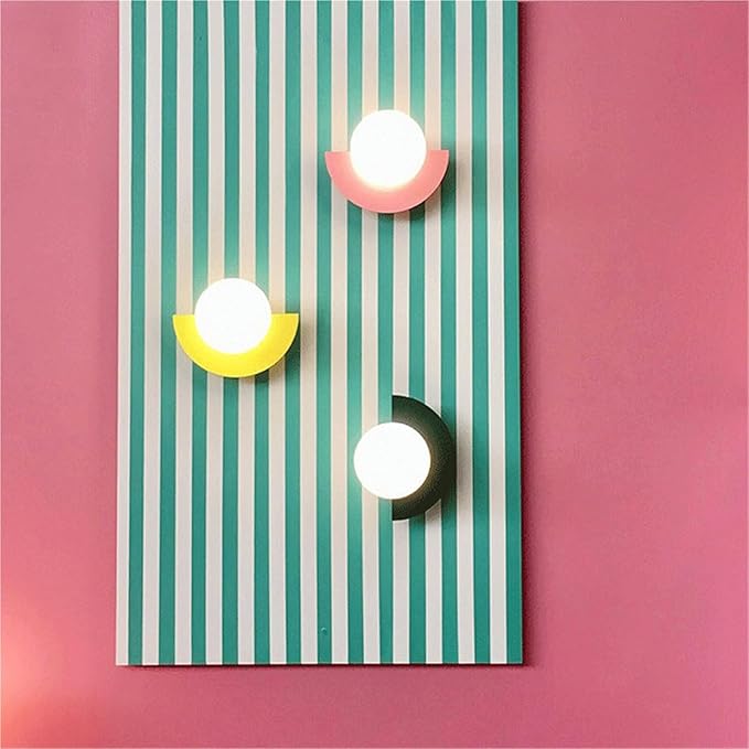 Bedside LED Macaron Room Wall Lamp Minimalist LivingRoom Background Decoration Sconce Colorful Lighting(Pink)