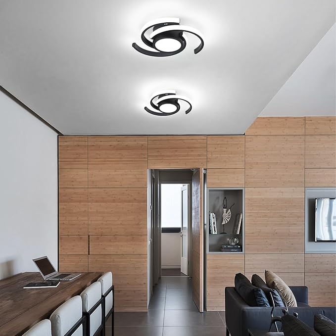 ADISUN LED Modern Ceiling Light,6000K Semi Flush Mount Ceiling Light Fixture,Unique Ceiling Lamp for Living Room Bedroom Corridor Aisle Hallway, 2 Pack
