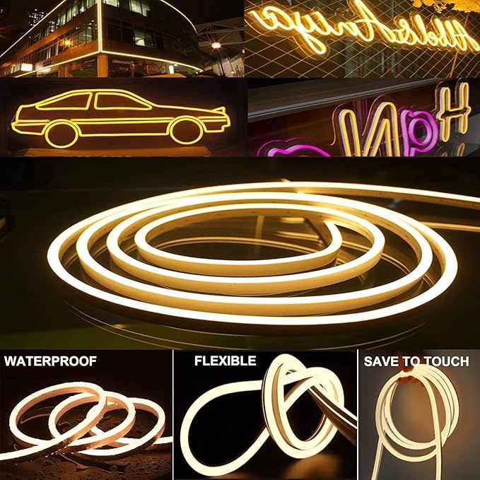 LED Vanity Mirror Lights 16.4FT, Strong Adhesive Dimmable Silicone Strip Lights for Mirror, Waterproof Eye-Care Warm White 3000K Flexible Lighting for Bedroom Bathroom (Mirror NOT Included)