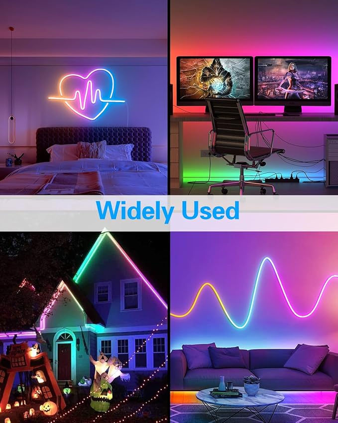 ALITOVE Neon Rope Light Addressable WS2811 RGB IC 32.8ft Room Decor Flexible Programmable Pixels Strip 24V Outdoor IP65 Waterproof (No Power Supply & Controller)