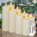 8pcs Waterproof Plastic Flameless 2.2" x4" 4" 5" 5" 6" 6" 7" 7" Flickering Ivory Candles with Remote and Timer, Outdoor LED Battery Operated Warm Light Long Lasting 600 Hrs
