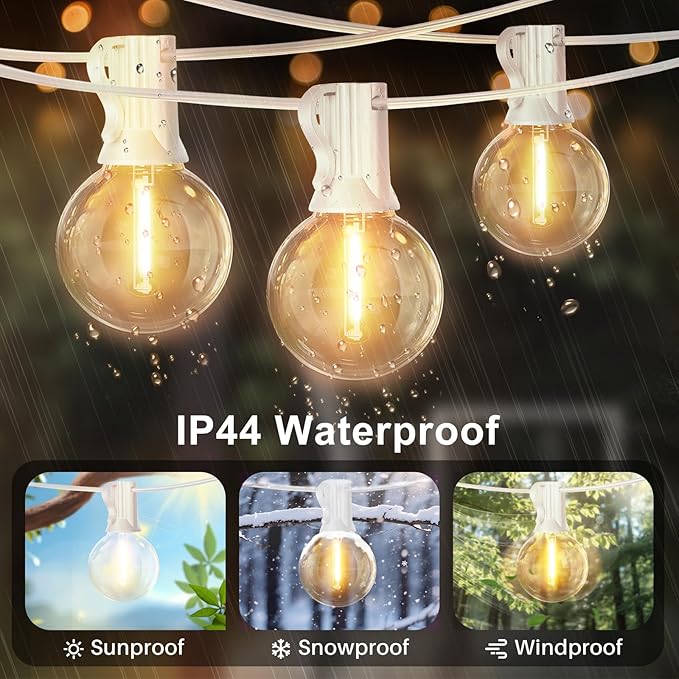 LAMPHOME 26 Feet LED Outdoor String Lights with 12+1 Shatterproof G40 Edison Bulbs, Connectable and Weatherproof Strand, Commercial Grade Patio Lights for Backyard Decorative, Warm White