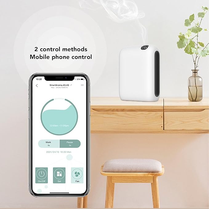 Essential Oil Diffuser PP SUS Smart Scent Machine with Timer APP Automatic Misting Aromatherapy Diffuser for Home Bathroom Office 200ml (US Plug)