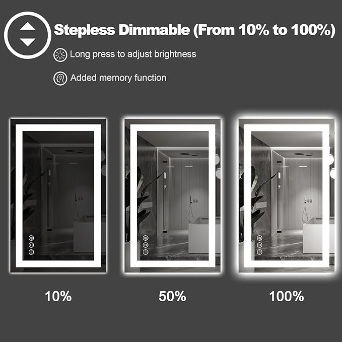 Amorho LED Mirror for Bathroom, 72''x 40'' with Front and Backlight, Large Dimmable Wall Mirrors with Anti-Fog, Shatter-Proof, Memory, 3 Colors, Double LED Vanity Mirror