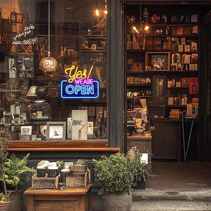 Yes We Are Open Neon Sign Wall Decorations Dimmable LED Light for Business Store USB Adjustable Brightness for Aesthetic Decoration for Coffee Shop Dessert Store Bar Pub Party Opening Gift
