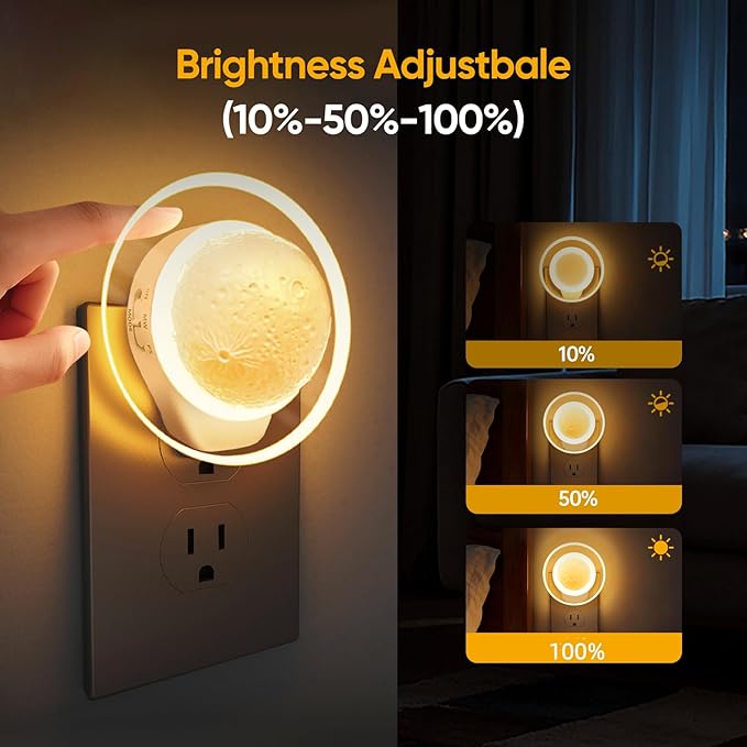2 Packs Night Lights Plug into Wall - Motion Sensor Plug in Night Light with Auto Dusk to Dawn,Dimmable Soft White, Bright Nightlight for Cruise Bedroom Bathroom Hallway Kitchen