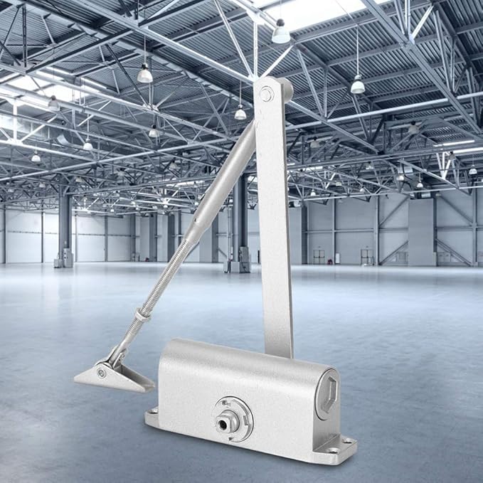 Home Adjustable Automatic Door Closer, Hydraulic Door Closer with 90 Degree Positioning, Heavy Duty Cast Aluminum and Steel Construction, Double Speed Adjustment for Closing