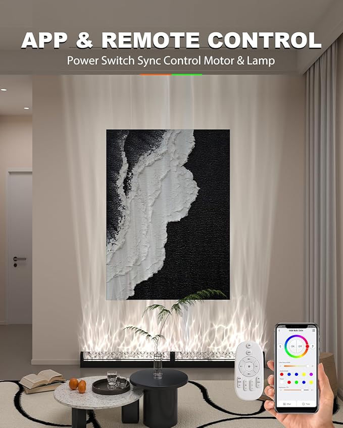 TACAHE RGBW Dynamic Wave Wall Light - Flowing Water, Aurora Visual - Color Changing Wall Washer Lamp with Remote & APP - Ambient Light for Living Room, Gaming Set - 39.3" - 12W - 1 Pack