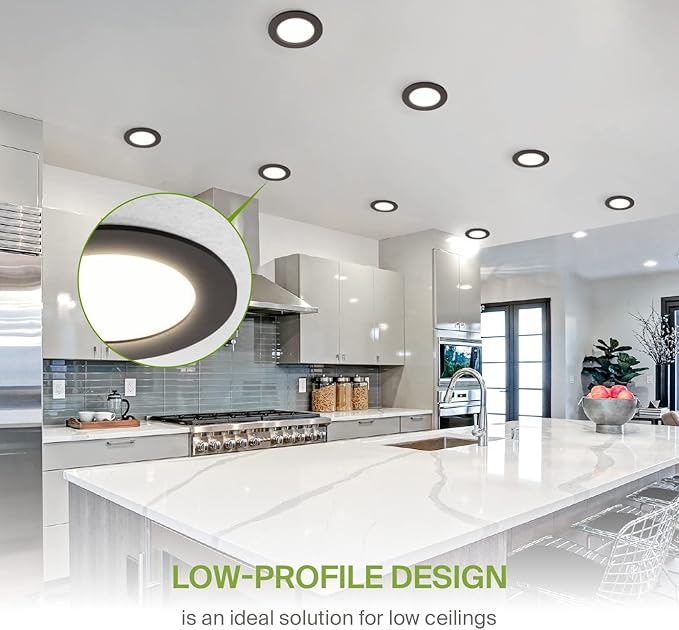 ASD 1 Pack LED Recessed Lighting 4 Inch 12W, 5 CCT 2700K-5000K CRI90+, IC Rated Ultra Thin Dimmable Ceiling Lights with J Box, Canless Wafer Downlight, Round Slim Panel Light, UL Listed, Bronze