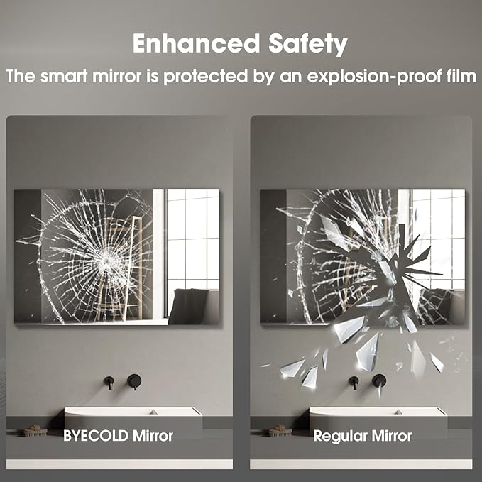 40X24 LED Bathroom Mirror with Lights, WiFi Smart Bluetooth Lighted Vanity Mirror for Bathroom with Backlit 2 Colors Dimmable Enabled Weather Display, Anti-Fog Horizontal Hang Only