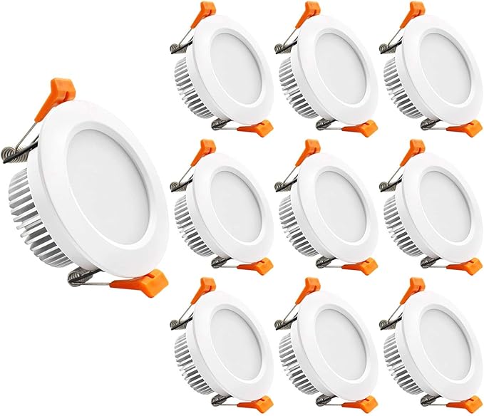 YGS-Tech 3 Inch LED Recessed Lighting, Dimmable Downlight 5W(40W Halogen Equivalent), CRI80, 3000K Warm White, Ceiling Light with LED Driver(10 Pack)