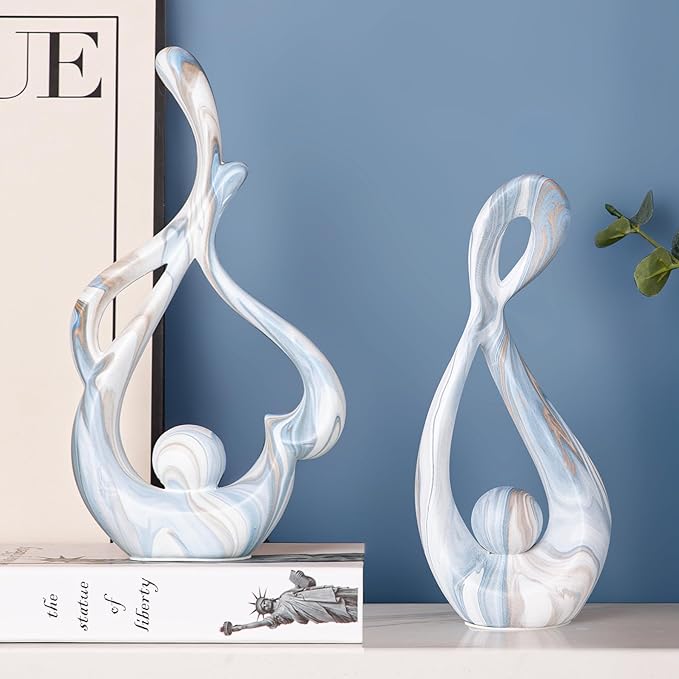 Blue Table Decor Sculptures Home Decor, Ceramic Statue Living Room Decoration, Abstract Art Sculpture Table Centerpieces, Modern Shelf Entryway Coffee Table Decor