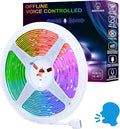 AI Voice Activated Led Lights Strip, Indoor Kids Bedroom Night Lighting RGB IC, Multiple Dimmable Color Changing Smart Lights, No App/No WiFi Required, Strong Adhesive Music Sync 16.4ft USB Powered