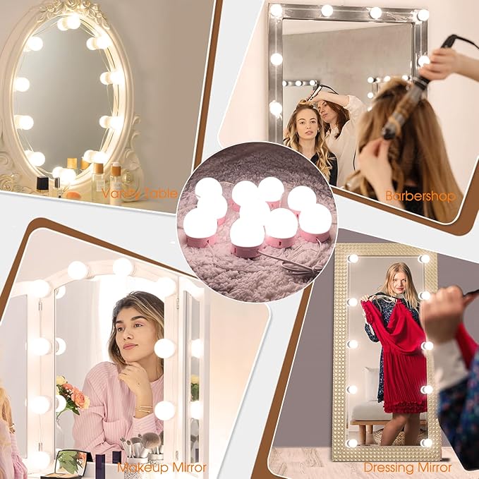 Led Vanity Mirror Lights, Vanity Lights for Makeup Dressing Mirror Lighting,10 Dimmable Bulbs,Adjustable Light Color & Brightness,USB Cable