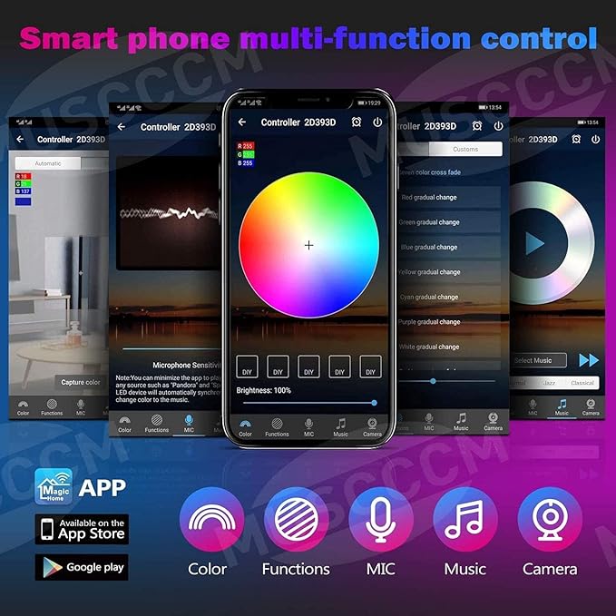 MIHEAL Led Light Strip, WiFi Wireless Smart Phone Controlled 65.6ft Non-Waterproof Strip Light Kit Black PCB 5050 LED Lights,Working with Android and iOS System,IFTTT