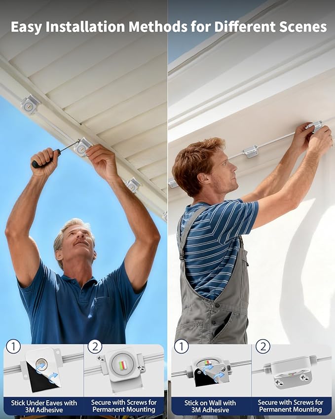 Permanent Outdoor Lights for House,200FT RGB IC Smart Permanent Eave Lighting with App/Remote Control,IP67 Waterproof,Music Sync,DIY Color Scenes,Year-Round Eaves Lighting for House Roof Decor