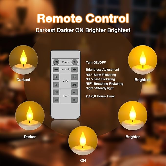 SoulBay Rechargeable Tea Lights with Remote, 12pcs Flameless Flickering LED Candles with Timer & USB Charging Cable, No Battery Needed, for Home Lantern Table Party Holiday Decorations