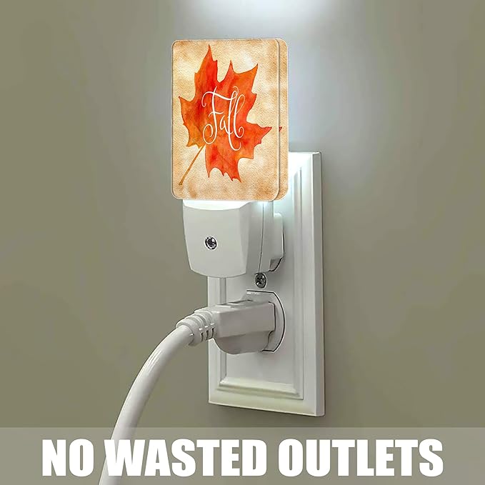 Fall Autumn Maple Leaf Night Light Plug in Wall Lamp Smart Dusk to Dawn Sensor for Home Decorative, Kids Room Bedroom Bathroom Kitchen Hallway Gifts