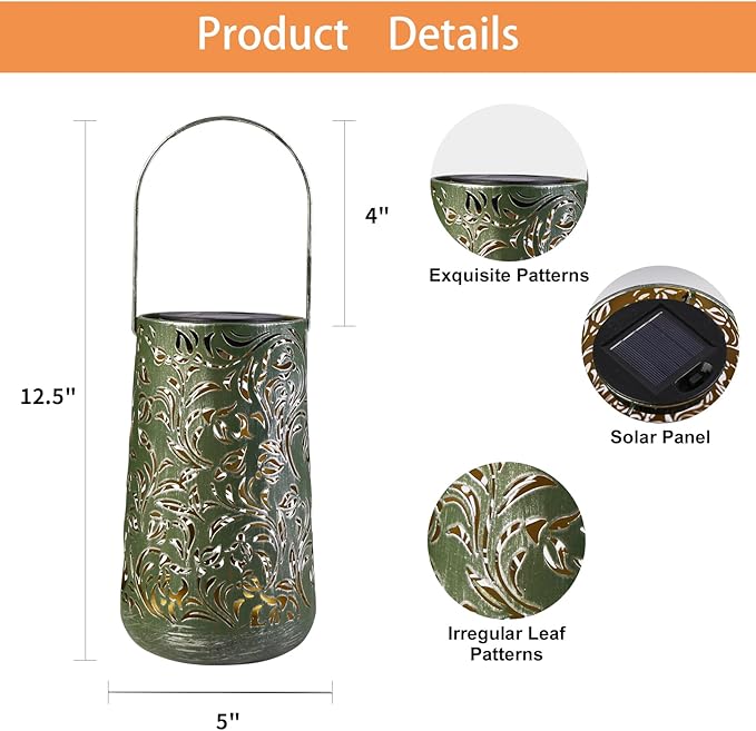 Solar Lanterns Outdoor Waterproof Solar Powered Retro Moroccan Lantern for Garden Patio Courtyard Lawn and Tabletop Decorative. Unique Gifts for Women Gardening