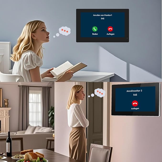 1080p Video Doorbell intercom withMonitor System, WiFi Video Intercom 1080FHD Metal Camera, 7 inch Two Monitor with32GB Card, Tuya APP, Two-Way Audio,Detection, Unlock for Single-Family Home