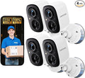 2.5K Wireless Home Security Cameras 4-Pack, Outdoor WiFi Non-Subscription AI Person Detection, 4MP Color Night Vision, Full Duplex 2-Way Audio, IP66 Waterproof Battery Powered, U.S. AWS Cloud