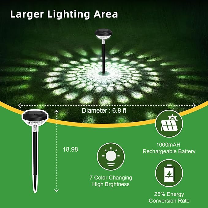 KVM Solar Lights Outdoor Waterproof, 10 Pack Bright Solar Pathway Lights, Multicolor & Warm White LED,Outdoor Solar Lights for Pathway Garden Yard Walkway Lawn Patio Landscape Decor (10)