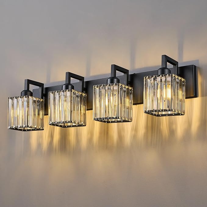 19.5" KnurledBrassWallSconcesSetof2,BronzeBathroomVanityLightFixtureswithWaterRipplesGlassTube,ModernLampforBedroom,LivingRoom,Hallway,Staise,Mirror,Kitchen