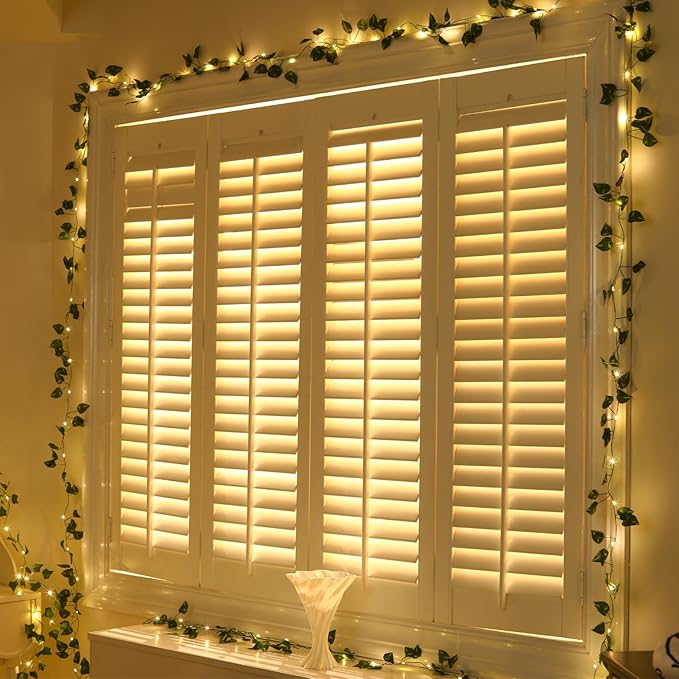 2 Pack Vines with Fairy Lights 40ft 120 LED Pothos String Lights USB Plugin & Battery Operated Leaf Lights with Timer 8 Modes Remote Decorative Light for Bedroom Wedding Party - Warm White