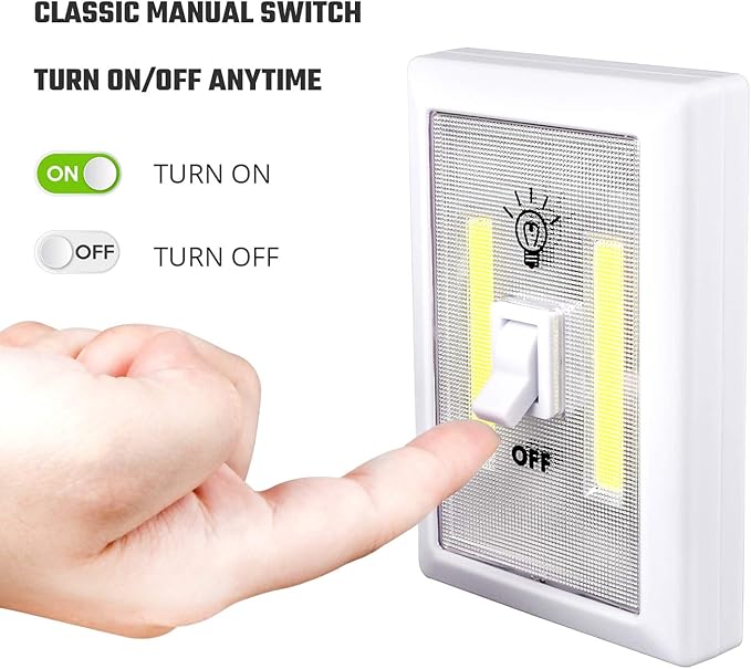 Closet Light, Battery Operated Tap Light, Super Bright Switchlight, Stick On Light Wall Mount Under Cabinet Lighting, Push Night Light for Cupboard, Shed, Basements(4 Pack)