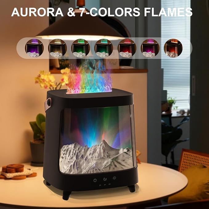 Essential Oil Diffuser, Upgraded Portable Aurora Flame Aromatherapy Scent Aroma Diffusers, 200ml Ultrasonic Cool Mist Humidifiers, Timer & Auto-Off for Home, Room