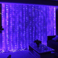 HXWEIYE 300LED Fairy Curtain Lights, 9.8x9.8Ft USB Plug-in 8 Modes Christmas String Hanging Lights with Remote for Bedroom Backdrop Wedding Indoor Wall Decor, Purple, Tangle-Free – 1 Pack