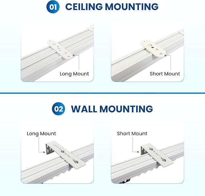 Osprey.Life Smart Motorized Curtain Track, 71-130in, No-Cut Adjustable Electric Rail, ~33dB Quiet Motor, Remote & App Control, Alexa, Google Assistant & Siri, Ceiling/Wall Mount (Center Opening)