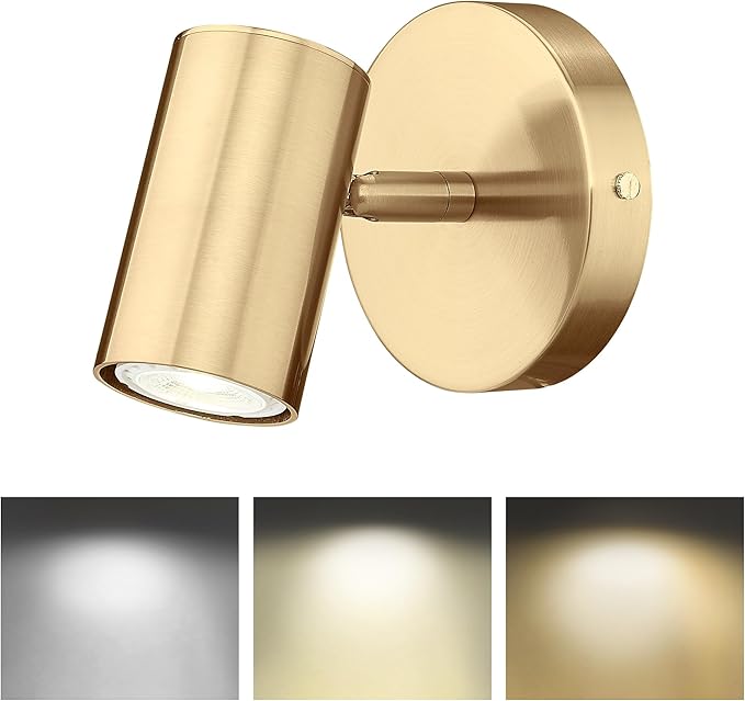 Gold Wall Sconce, Modern Wall Light Fixture, LED Track Lighting with GU10 Bulb for Bedroom Entryway Bathroom Kitchen, SL4830-1W-BB