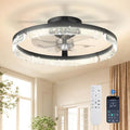 addlon Ceiling Fans with Lights and Remote, 20'' Low Profile Ceiling Fans, 3000-6000K Dimmable Modern Flush Mount LED Fan Light, Fandelier Ceiling Fan for Bedroom, Kitchen, Living Room, Black