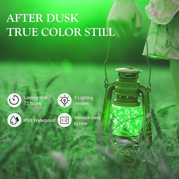 Aogist 100 Pack Fairy Lights 3 Modes 7ft 20 LED Waterproof,Battery Operated Silver Wire Firefly Starry Moon Mini String Lights for Mason Jars Christmas DIY Crafts Wedding Party Bedroom,Green