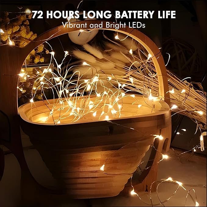Bexdir 12 Pack Fairy Lights Battery Operated String Lights，7FT 20LED Waterproof Silver Wire Christmas Lights Outdoor,Firefly Mini Lights for Bedroom Party Birthday Wedding Home Decor