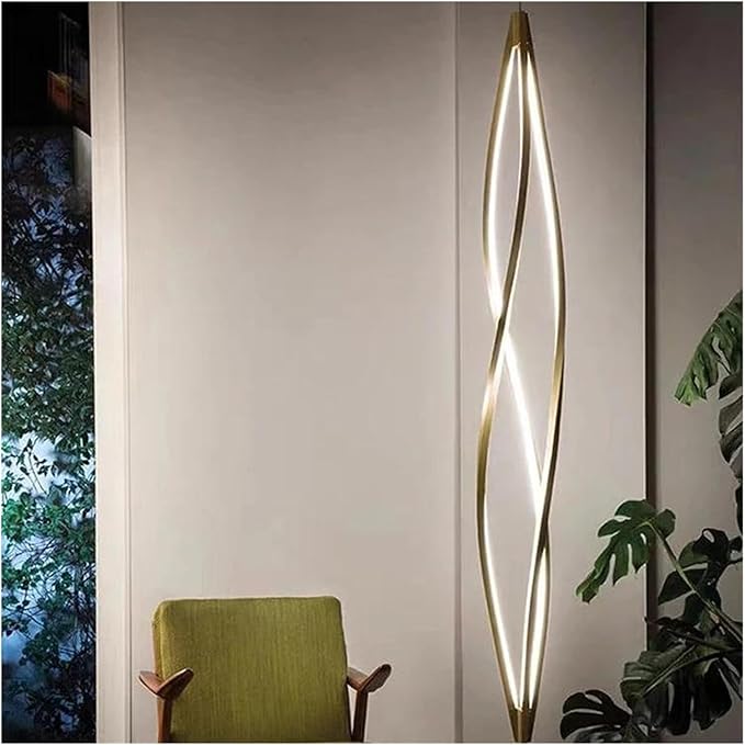 Modern Home Decor Led Lights Pendant Light Lamps Forstaircase Chandeliers for Living Room Hanging Indoor Lighting,Modern LED Chandelier(RC Remote dimming,Gold 120cm)