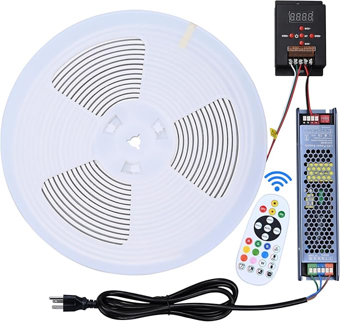 GOMING 24V 32.8ft/10M WS2811 Neon RGB COB LED Strip Addressable IP67 Waterproof with Controller and 24V 200W Power Supply 576LED/M 16W/M Uniform Glow Flexible Self-Adhesive LED Tape for DIY Home Decor