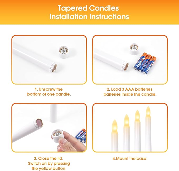 LED Flameless Flickering Taper Candles with Remote & Timer Warm Light Battery Operated Christmas Window Candle for Wedding Party Holiday Home Table Decoration (9 Packs,White+Gold Holder(A))…